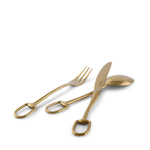 Stirrup Five piece Flatware Set - Stainless Steel Shiny Gold
