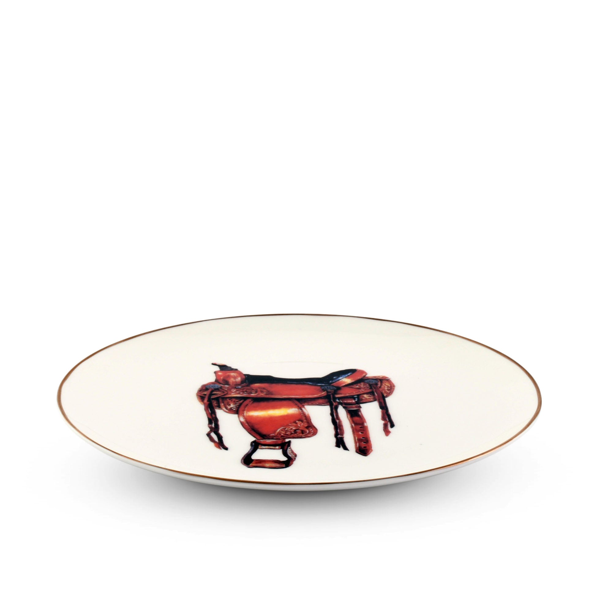 Vagabond House Amarillo Western Saddle Pattern Bone China Round Salad Plate Product Image