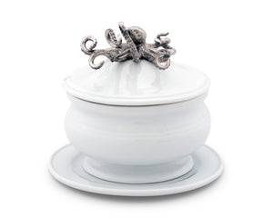 Octopus Stoneware Covered Bowl