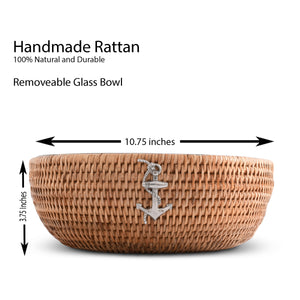 Anchor Hand Woven Wicker Natural Rattan Serving Bowl
