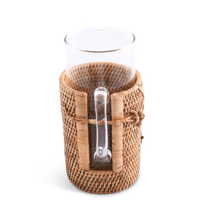 Anchor Glass Pitcher Hand Woven Wicker Natural Rattan Cover