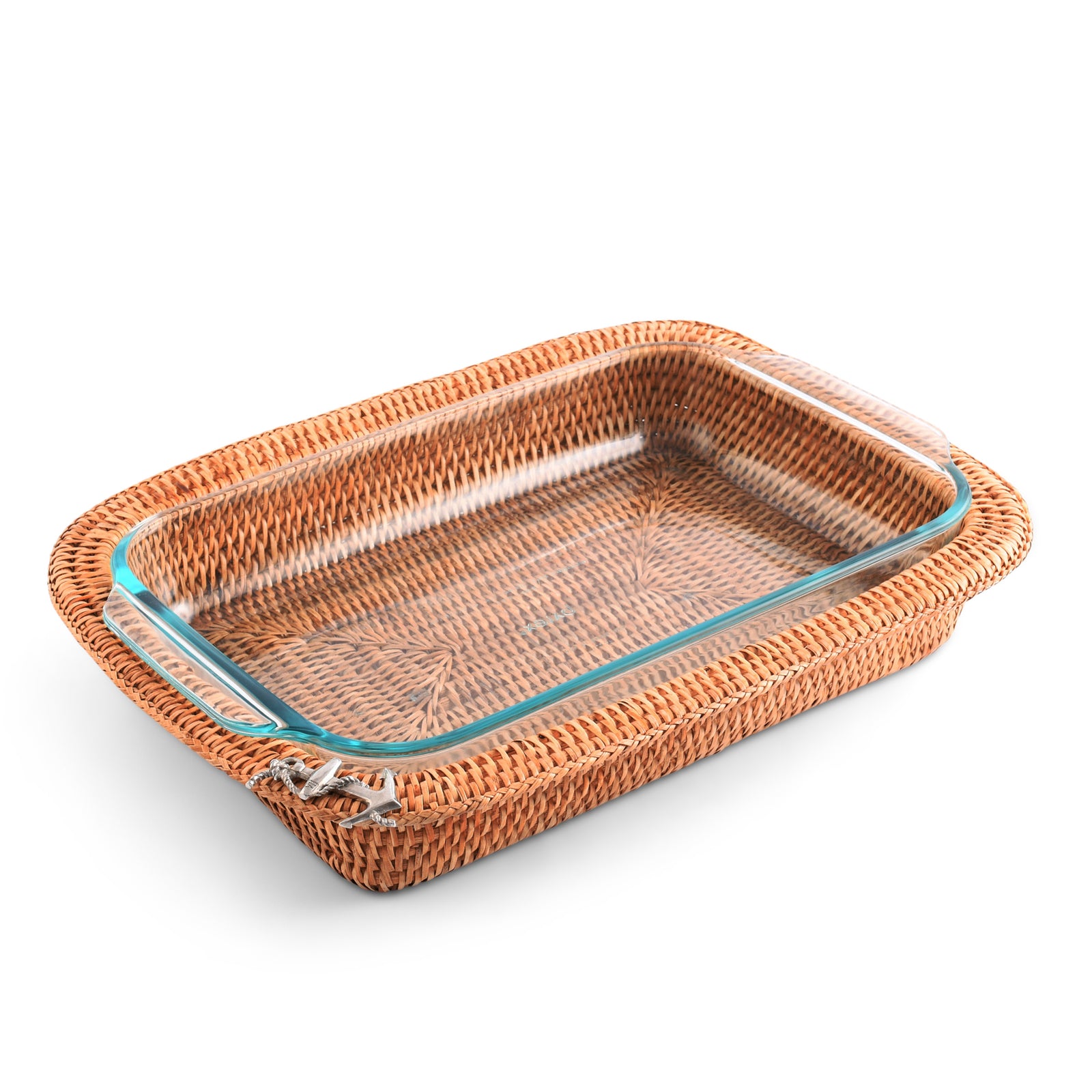 Vagabond House Anchor Hand Woven Wicker Rattan 3qt Rectangular Casserole Holder Product Image