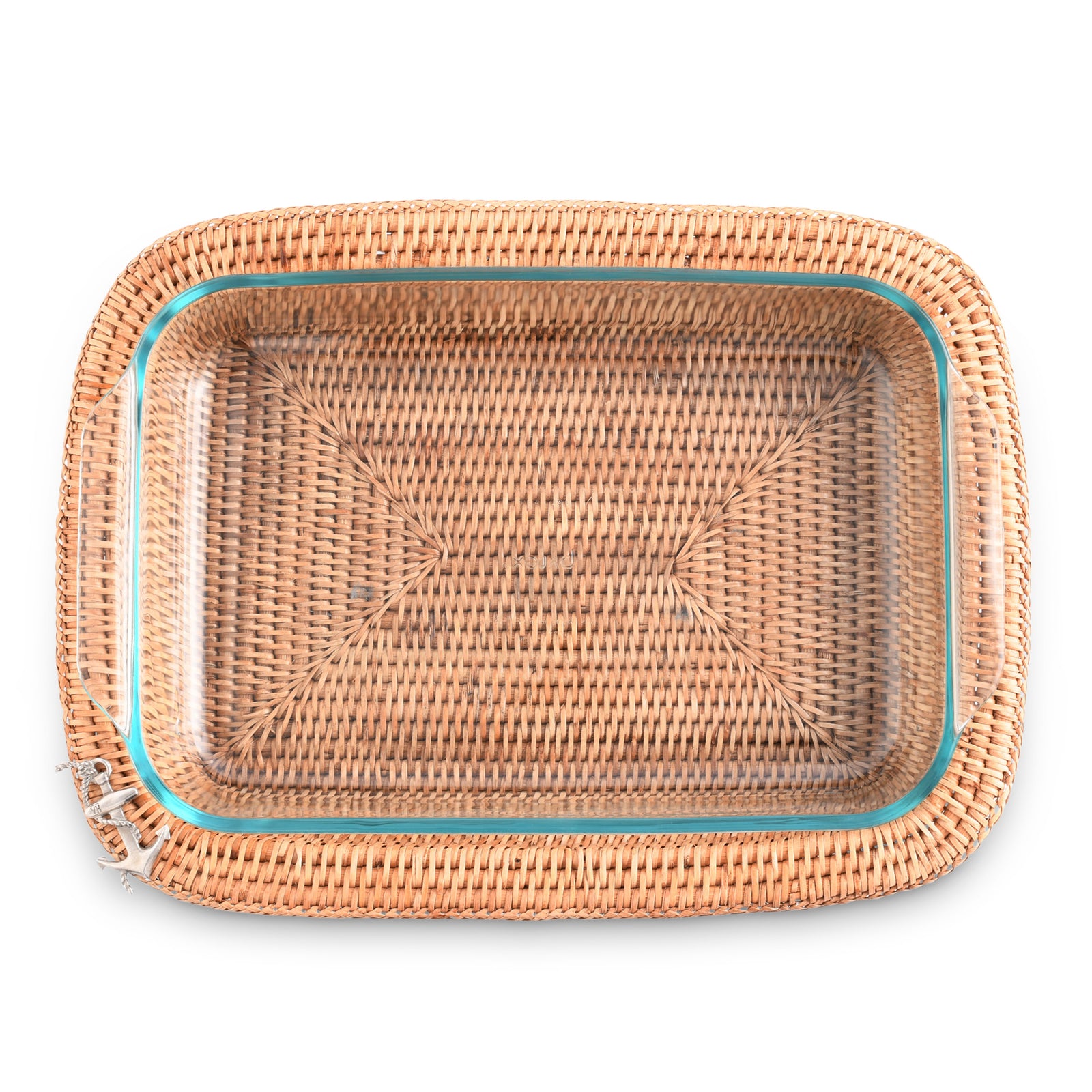 Vagabond House Anchor Hand Woven Wicker Rattan 3qt Rectangular Casserole Holder Product Image
