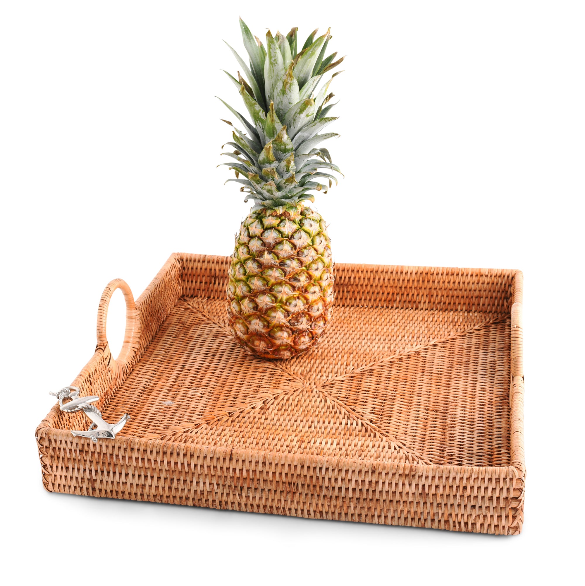 Vagabond House Anchor Hand Woven Wicker Rattan Large Square Tray Product Image
