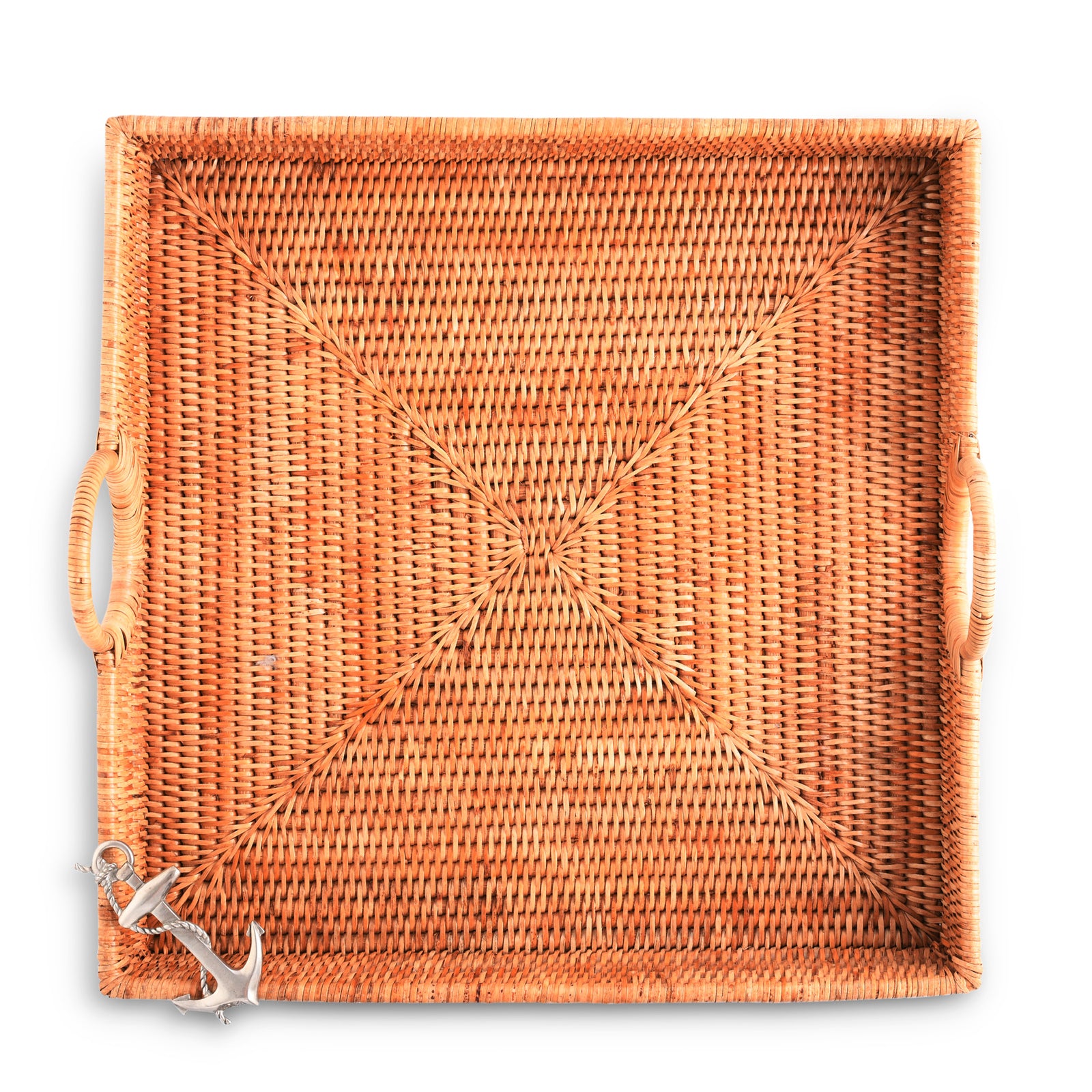 Vagabond House Anchor Hand Woven Wicker Rattan Large Square Tray Product Image