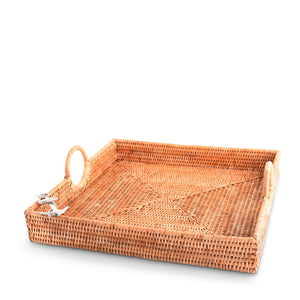 Anchor Hand Woven Wicker Rattan Large Square Tray