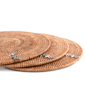 Anchor Placemat Hand Woven Wicker Rattan Round - Set of 4
