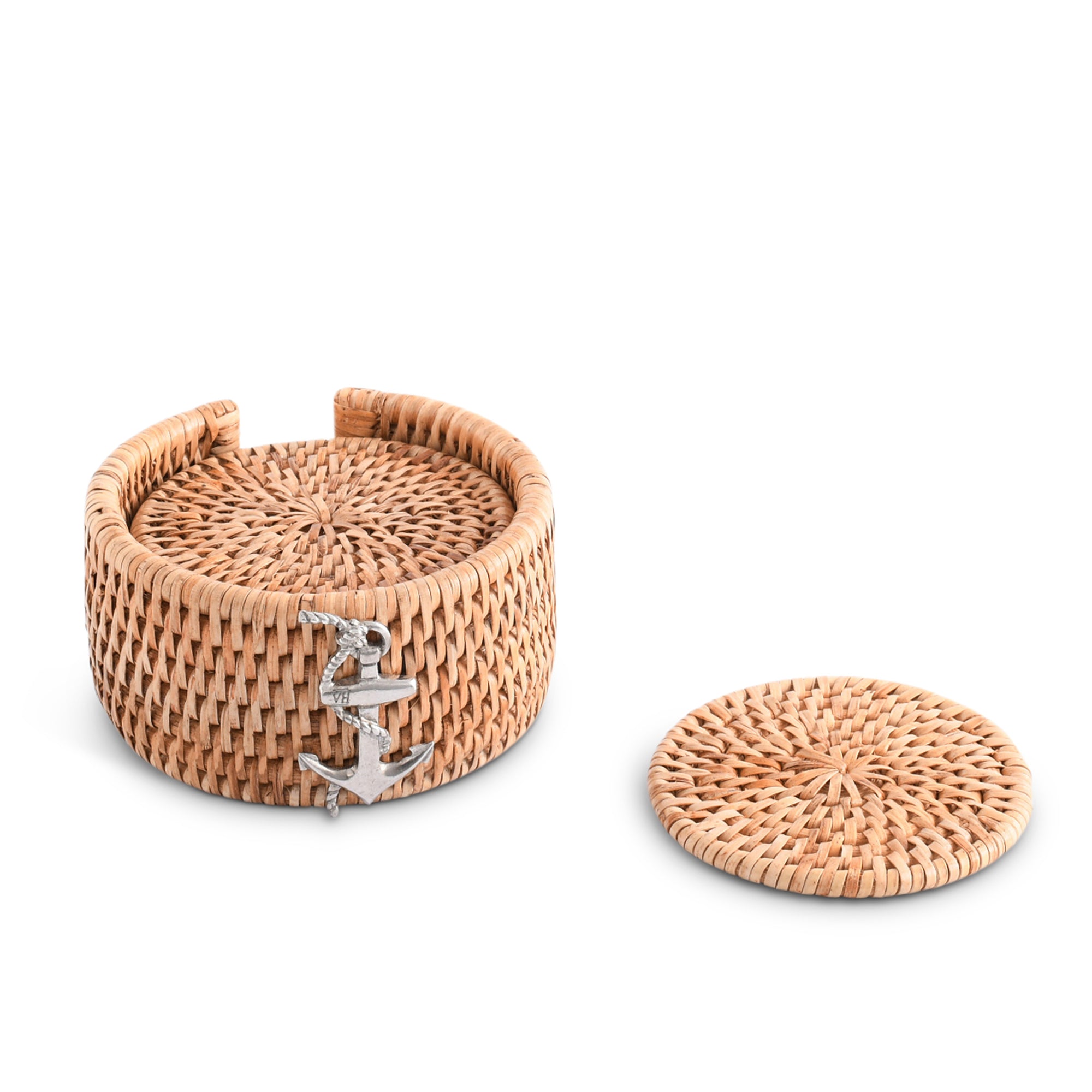 Vagabond House Anchor Hand Woven Wicker Rattan Coaster Set - 6 Coasters Product Image