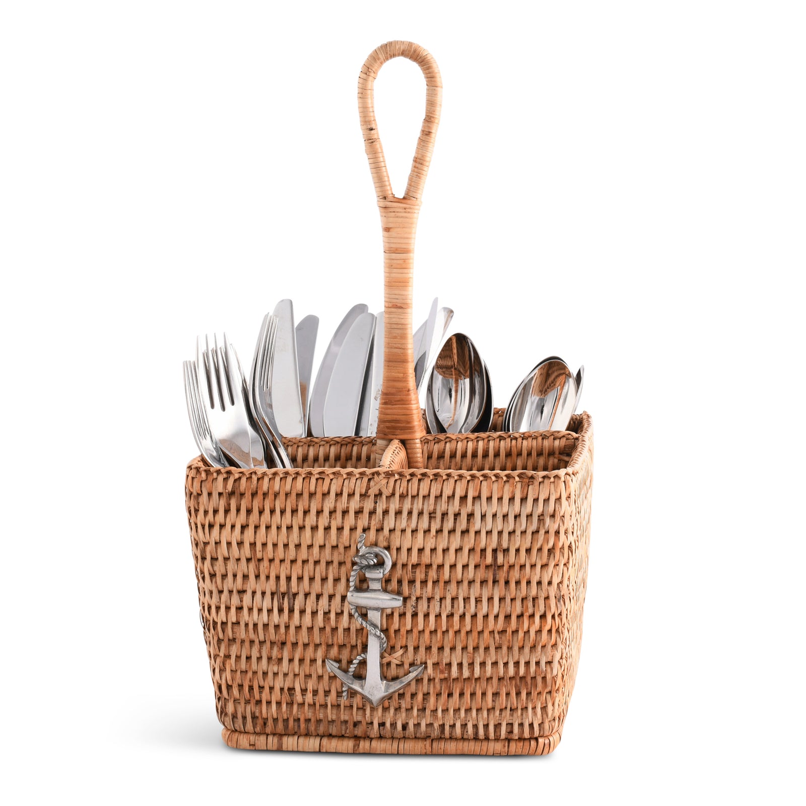 Vagabond House Anchor Hand Woven Wicker Rattan Flatware Caddy Product Image