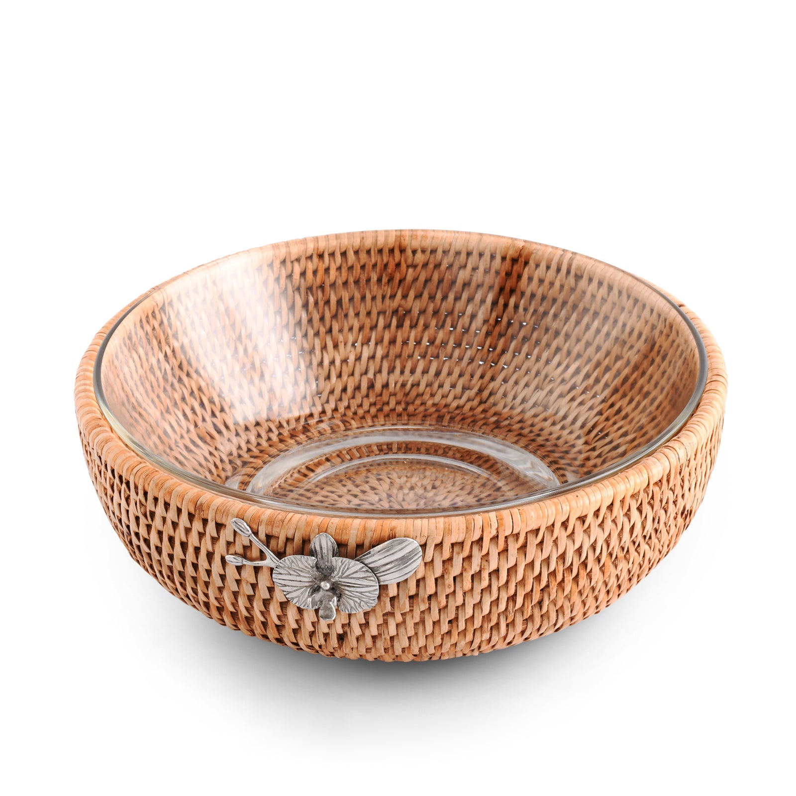 Vagabond House Orchid  Hand Woven Wicker Natural Rattan Serving Bowl Product Image