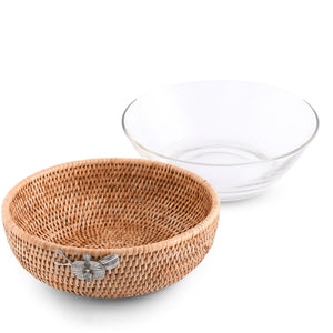Orchid  Hand Woven Wicker Natural Rattan Serving Bowl