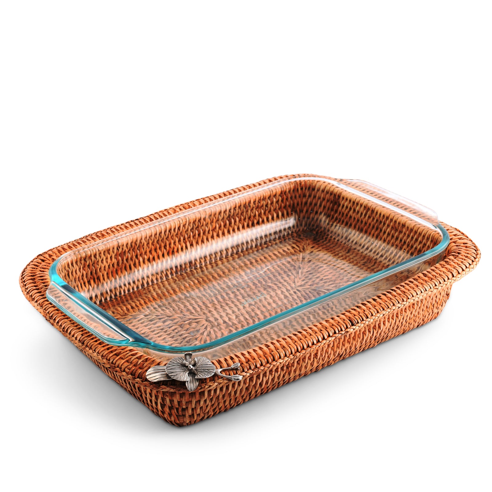Vagabond House Orchid Hand Woven Wicker Rattan 3qt Rectangular Casserole Holder Product Image