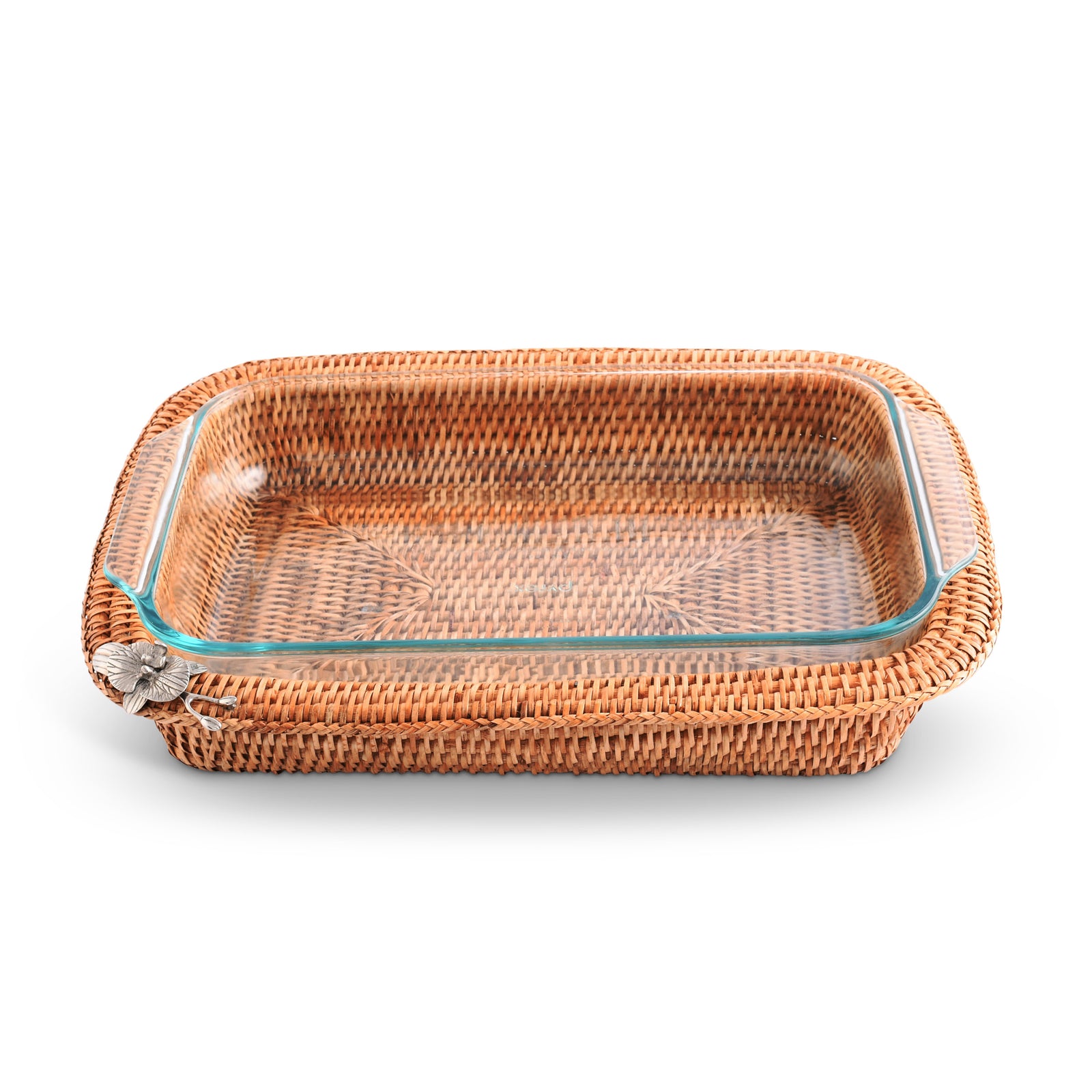 Vagabond House Orchid Hand Woven Wicker Rattan 3qt Rectangular Casserole Holder Product Image