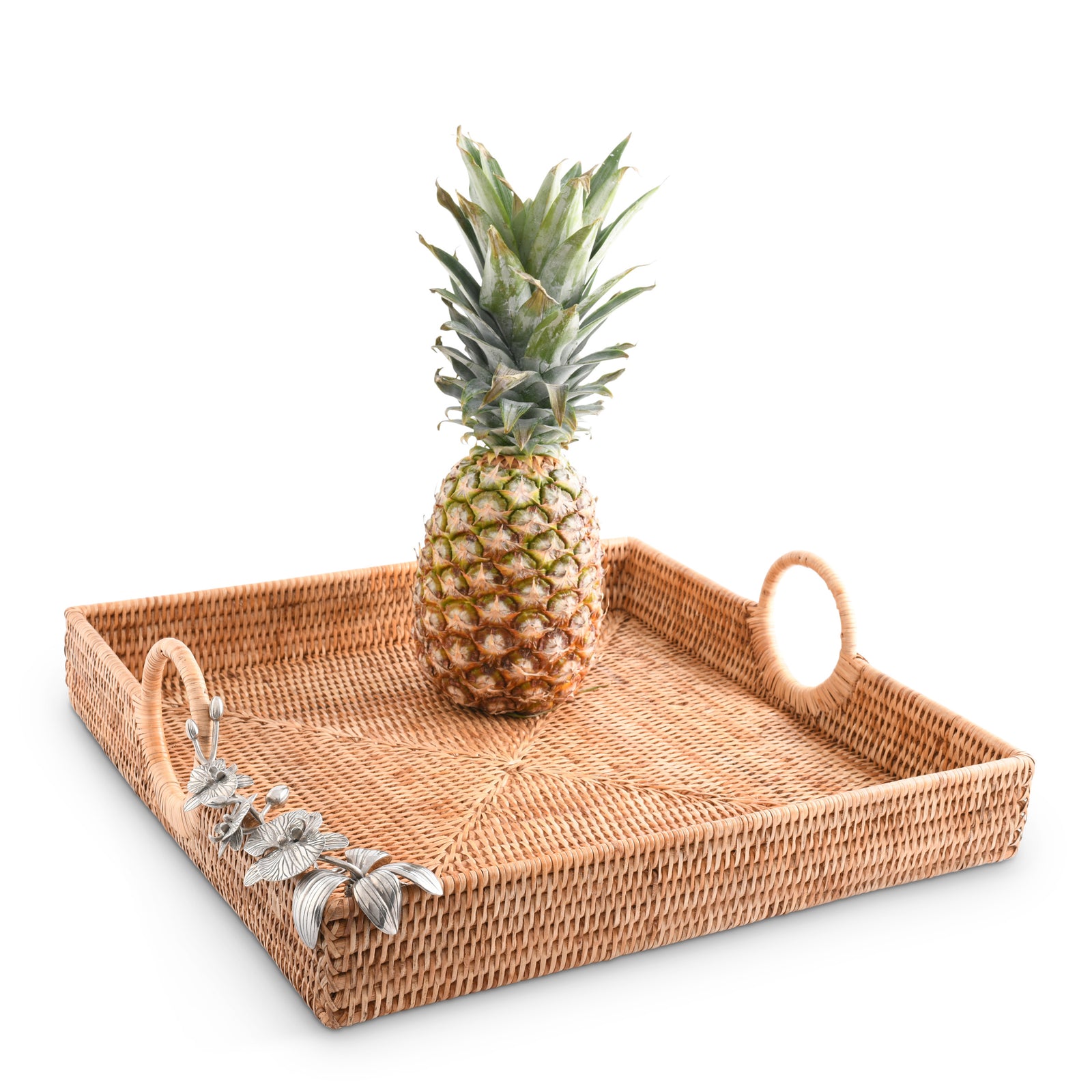 Vagabond House Orchid Hand Woven Wicker Rattan Large Square Tray Product Image