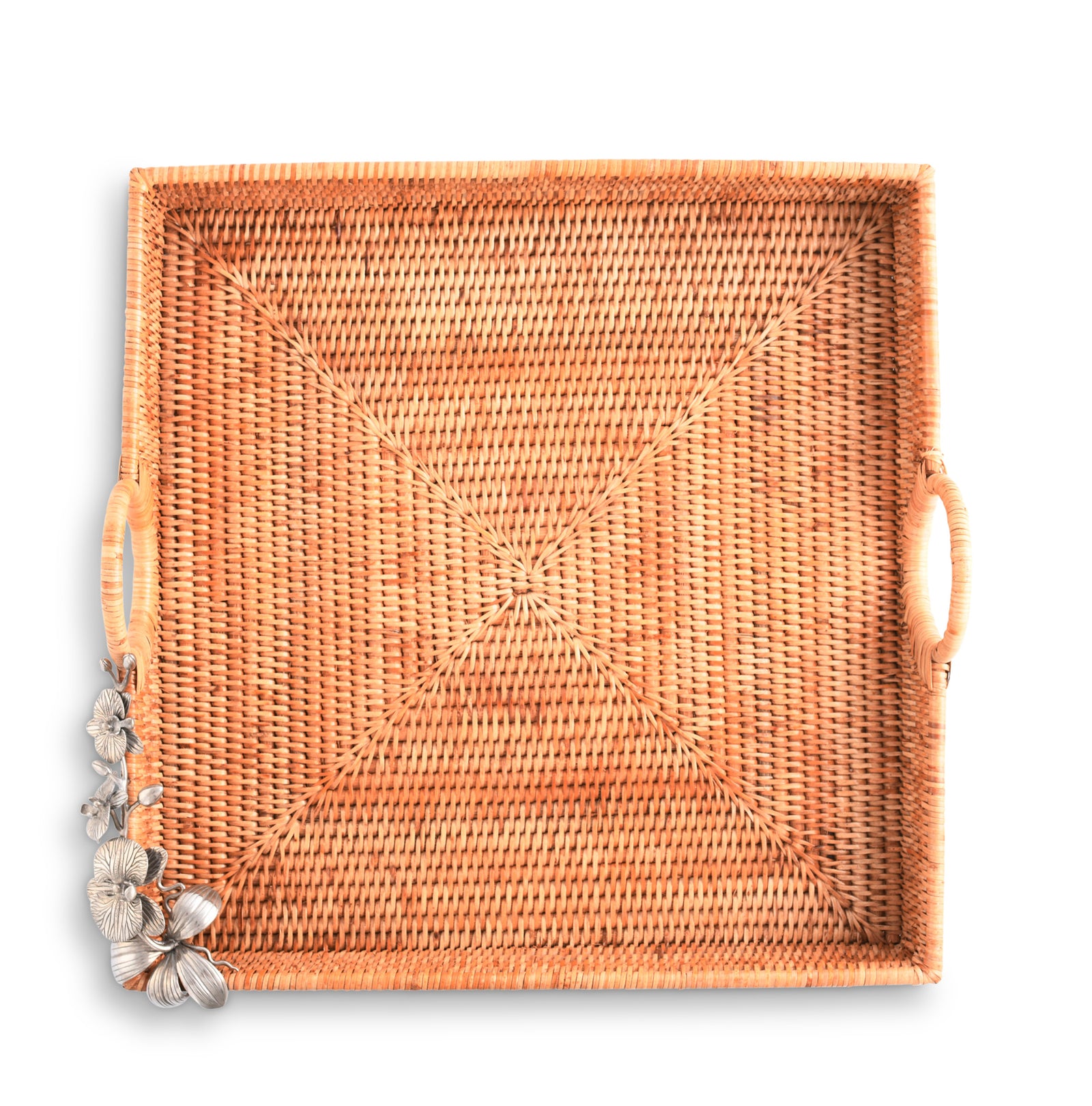 Vagabond House Orchid Hand Woven Wicker Rattan Large Square Tray Product Image