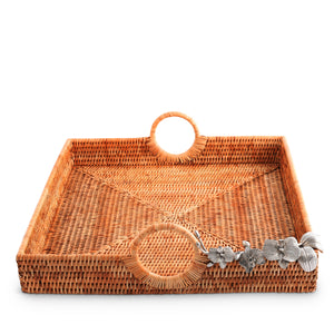 Orchid Hand Woven Wicker Rattan Large Square Tray