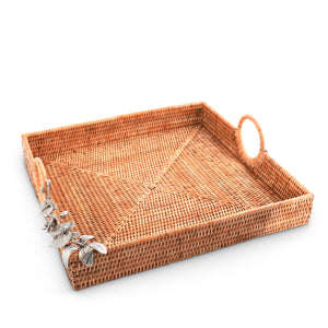 Orchid Hand Woven Wicker Rattan Large Square Tray