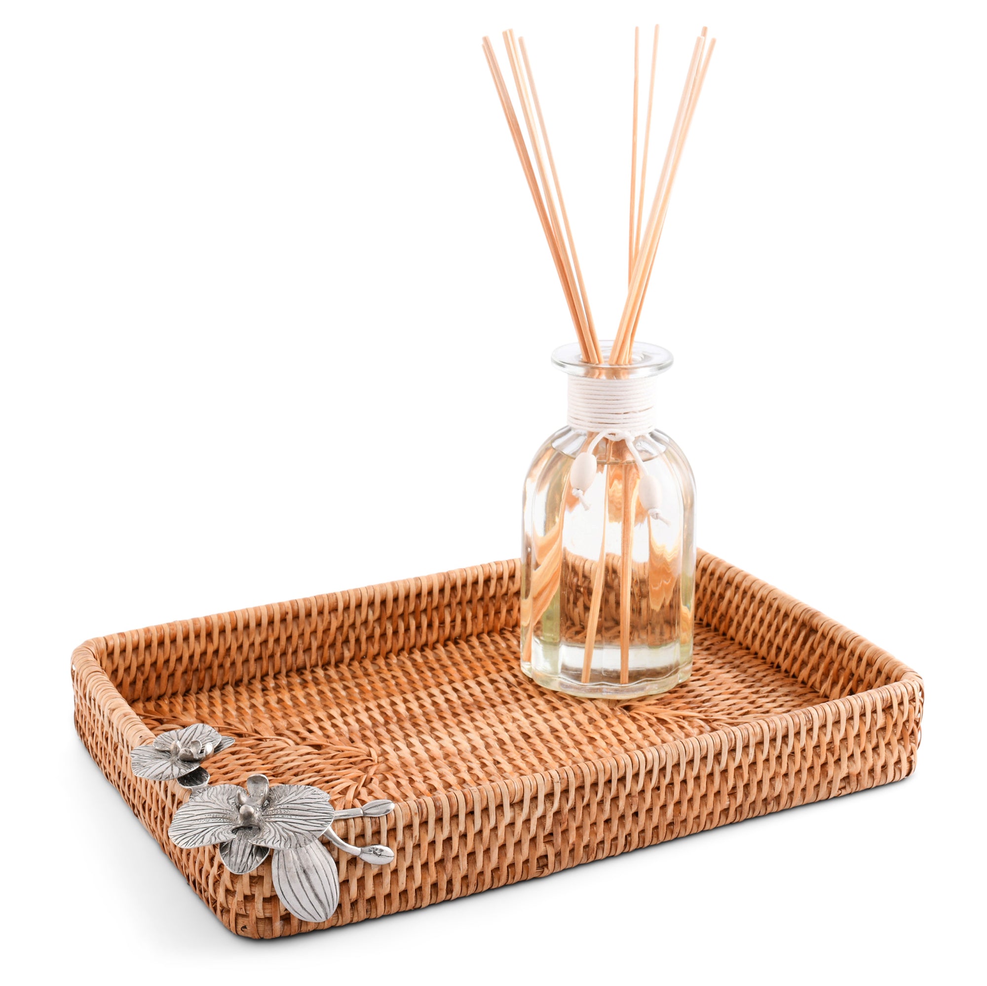 Vagabond House Orchid Catchall Tray Hand Woven Wicker Rattan Product Image