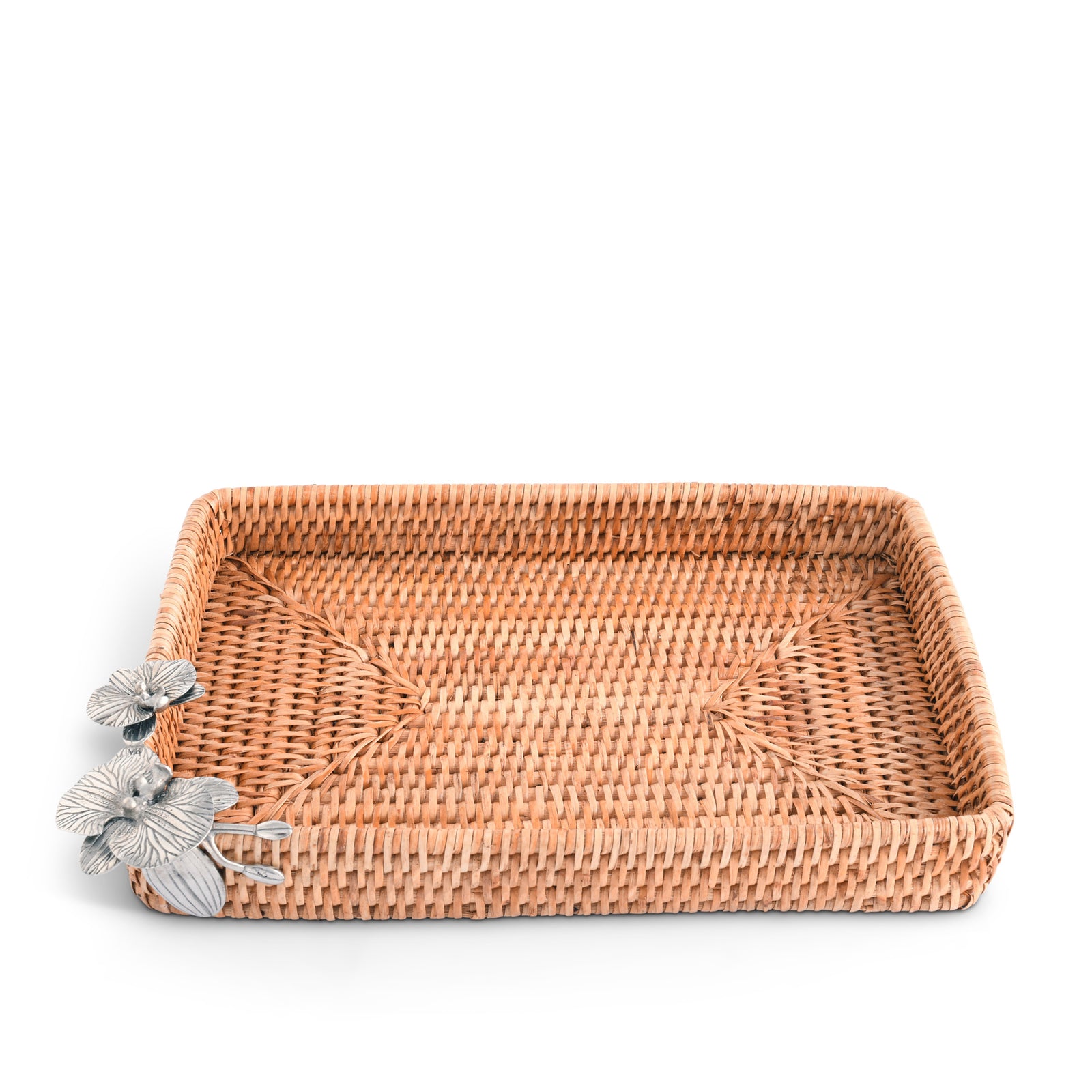 Vagabond House Orchid Catchall Tray Hand Woven Wicker Rattan Product Image