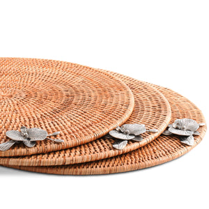 Orchid Placemat Hand Woven Wicker Rattan Round - Set of 4