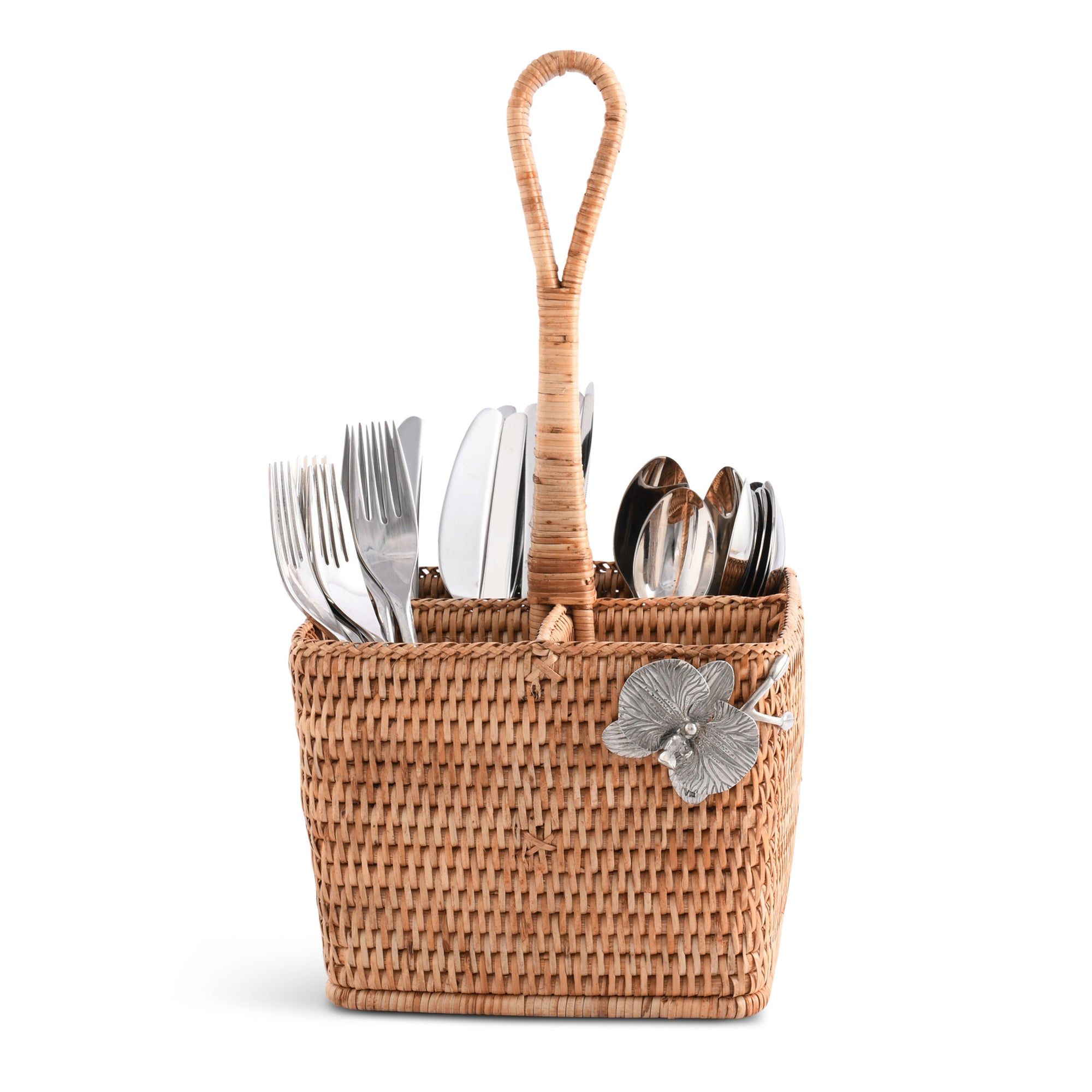 Vagabond House Orchid Hand Woven Wicker Rattan Flatware Caddy Product Image
