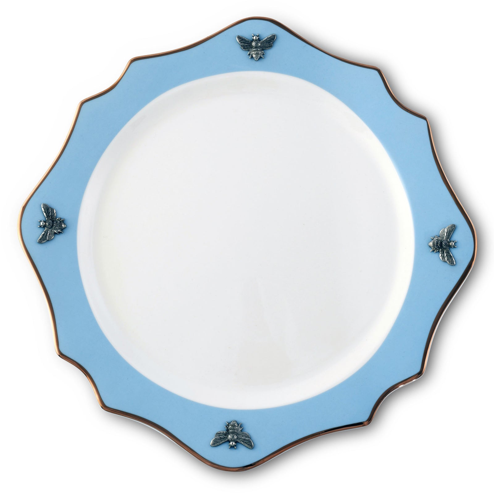 Vagabond House Bee Bone China Charger Blue with Gold Rim Product Image