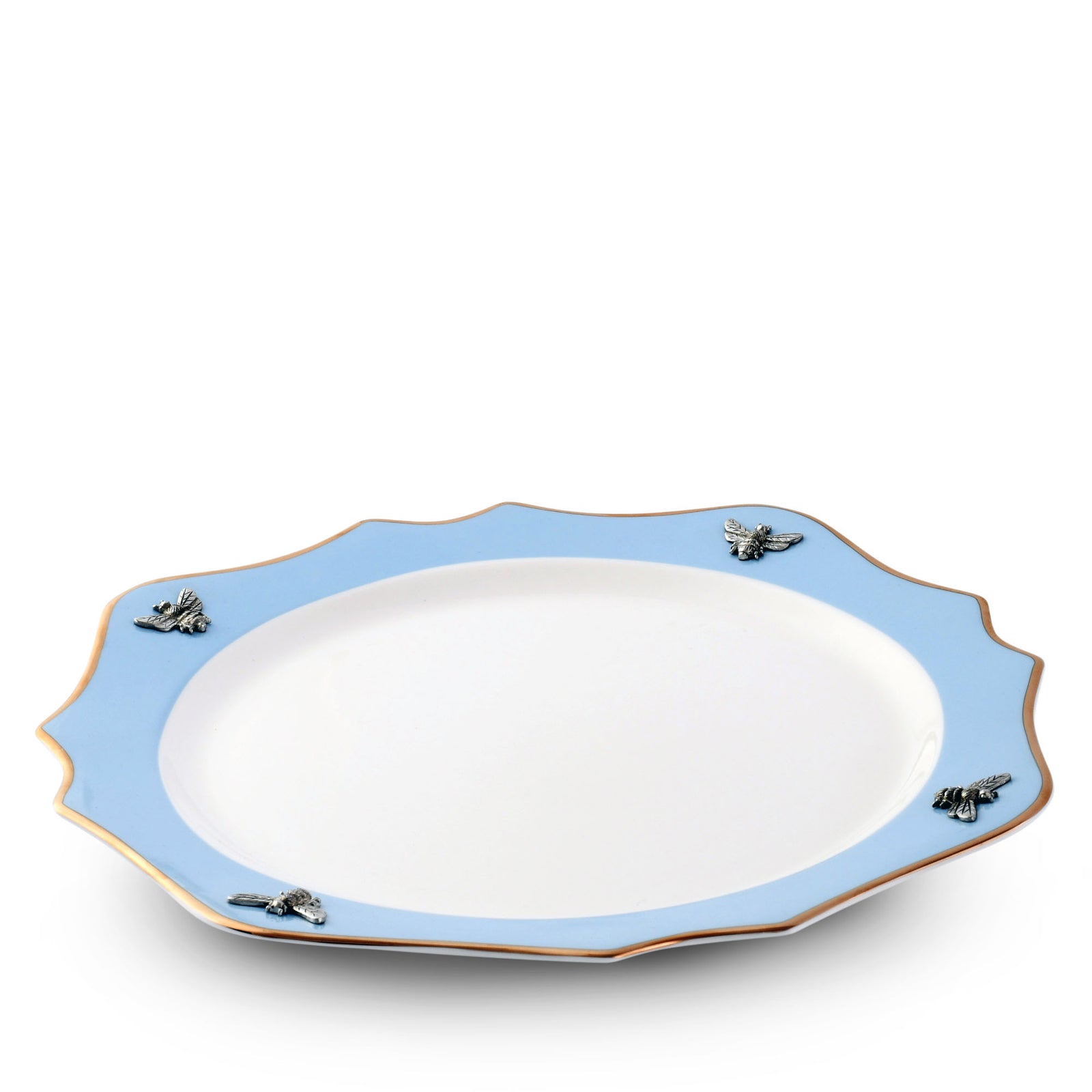 Vagabond House Bee Bone China Charger Blue with Gold Rim Product Image