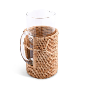 Glass Pitcher Hand Woven Wicker Natural Rattan Cover