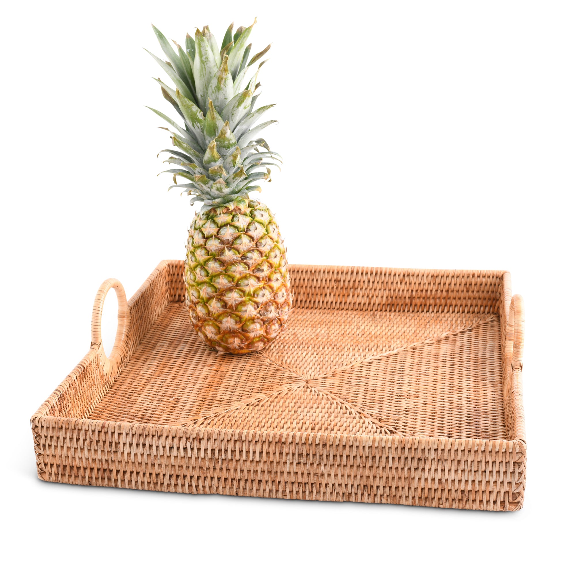 Vagabond House Hand Woven Wicker Rattan Large Square Tray Product Image