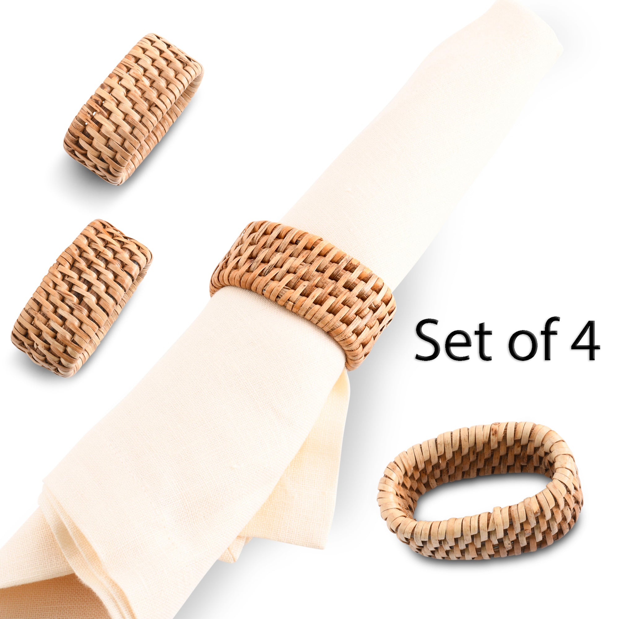 Vagabond House Hand Woven Rattan Napkin Ring - Set of 4 Product Image