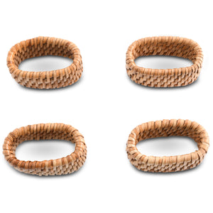 Hand Woven Rattan Napkin Ring - Set of 4