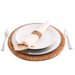 Hand Woven Wicker Rattan Round Placemat - Set of 4