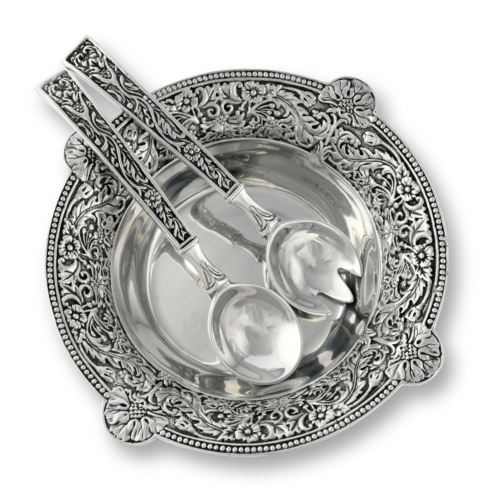 Arthur Court Concho Pattern Salad Bowl with Serving Set Product Image