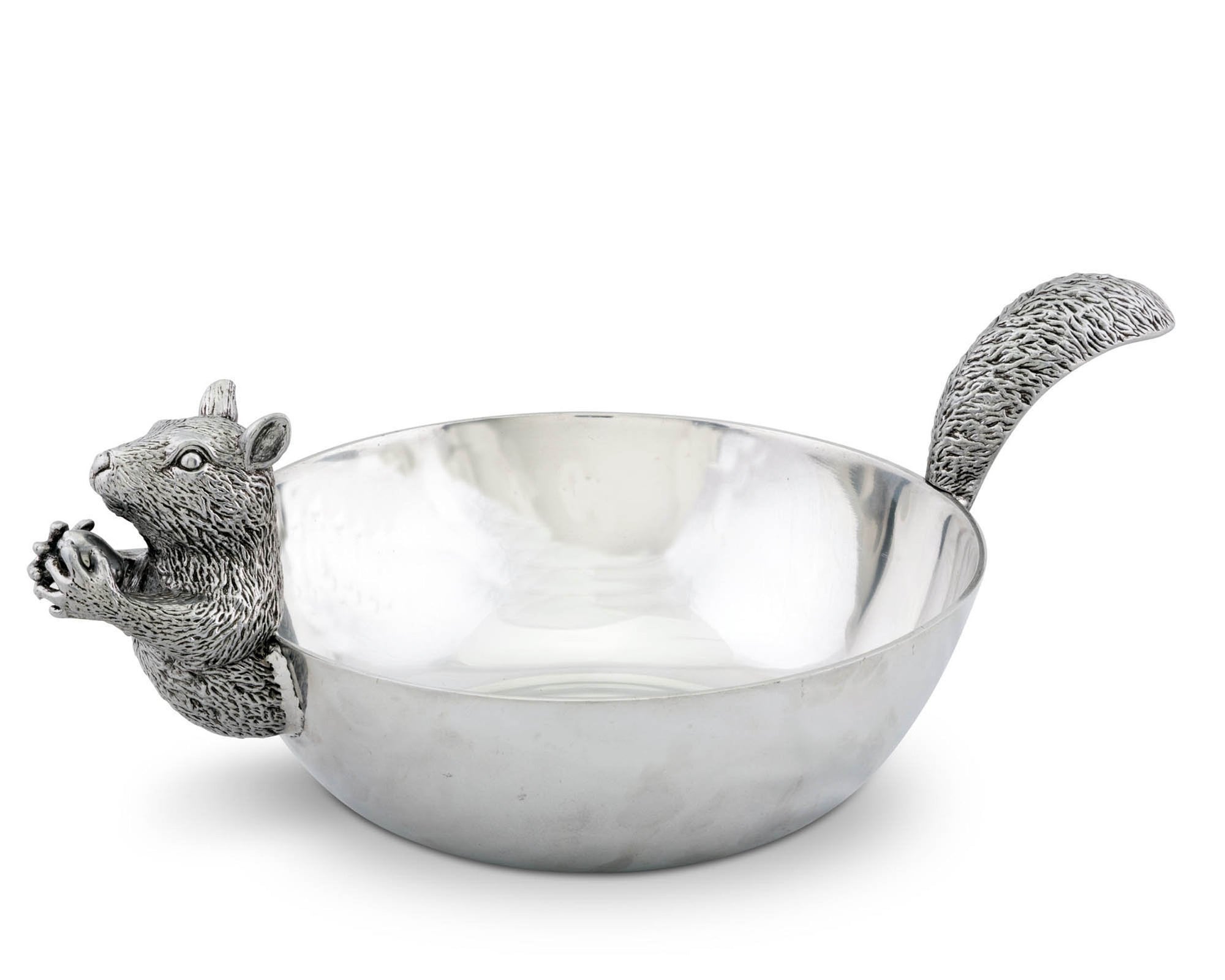 Arthur Court Designs Aluminum Large Squirrel Head and Tail Nut Bowl 13" Long