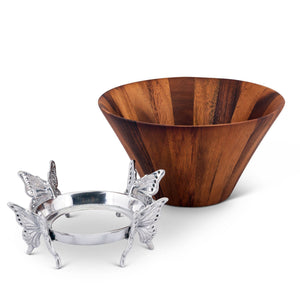 Butterfly Wood Tall Salad Bowl
