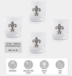 Fleur-de-Lis Bar Glasses Set of 4