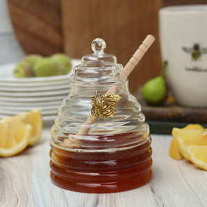 Gold Bee Honey Jar with Dipper
