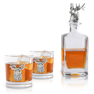 Arthur Court Elk / Deer Bust Decanter Set with Glasses Product Image