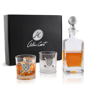 Golf Decanter Set with Pair Glasses