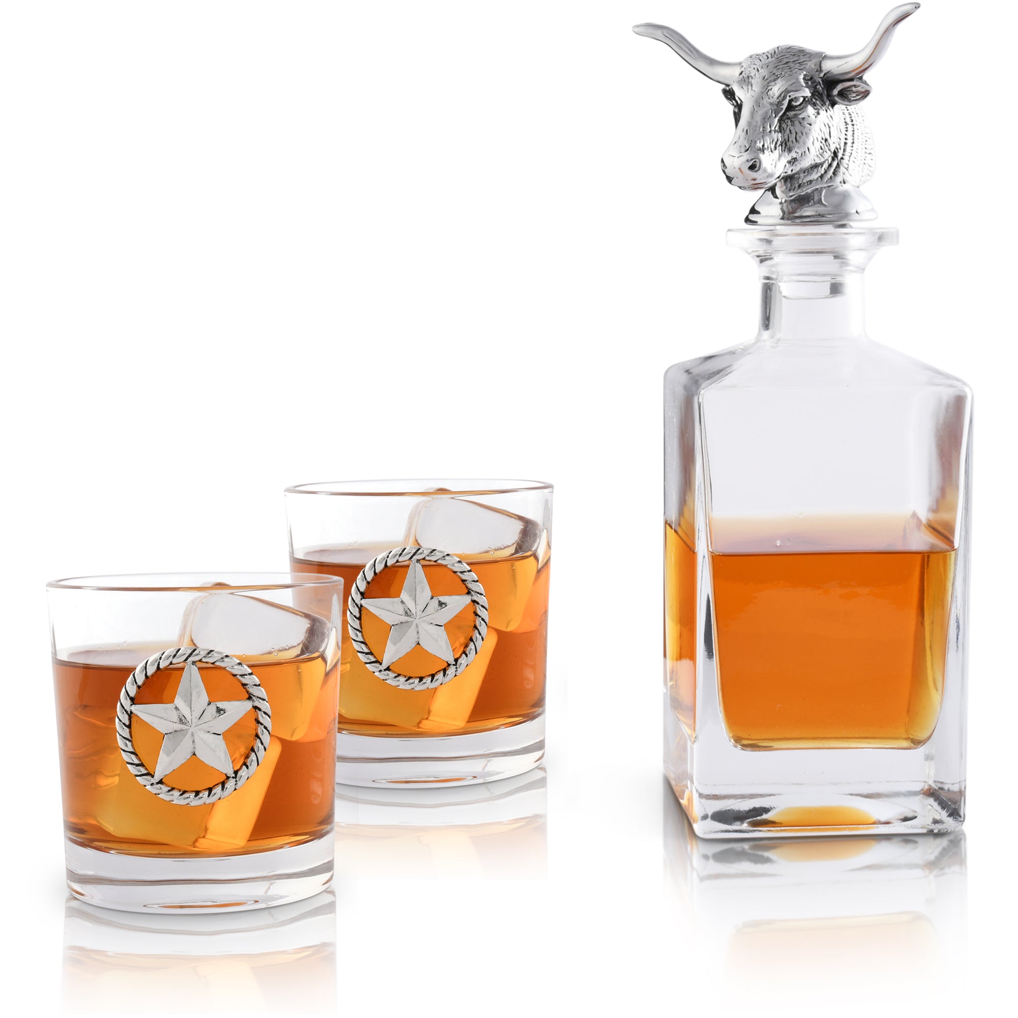 Arthur Court Longhorn Decanter Set with Pair of Glasses Product Image