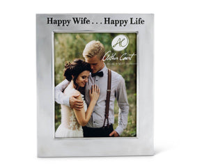 Polished Aluminum 'Happy Wife Happy Life' Picture Frame by Arthur Court Designs 8 x 10 Photo Frame Perfect wedding gift / Valentine frame