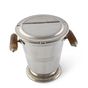 Pewter Ice Bucket with Antler Handles