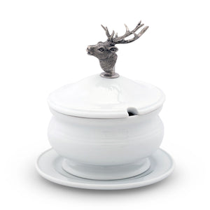 Elk Bust Porcelain Lidded Bowl