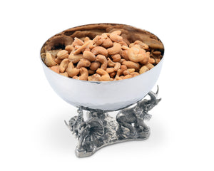 Stainless Nut Bowl - Pewter Elephant Base