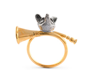 Golden Hunt Horn Napkin Ring