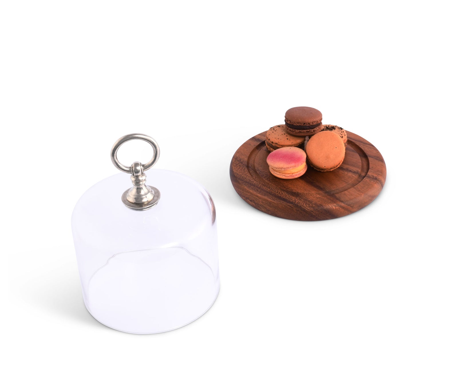 Classic Pewter Ring Glass Covered Cheese Wood Board