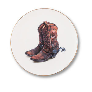 Vagabond House Amarillo Western Boot Pattern Bone China Round Salad Plate Product Image