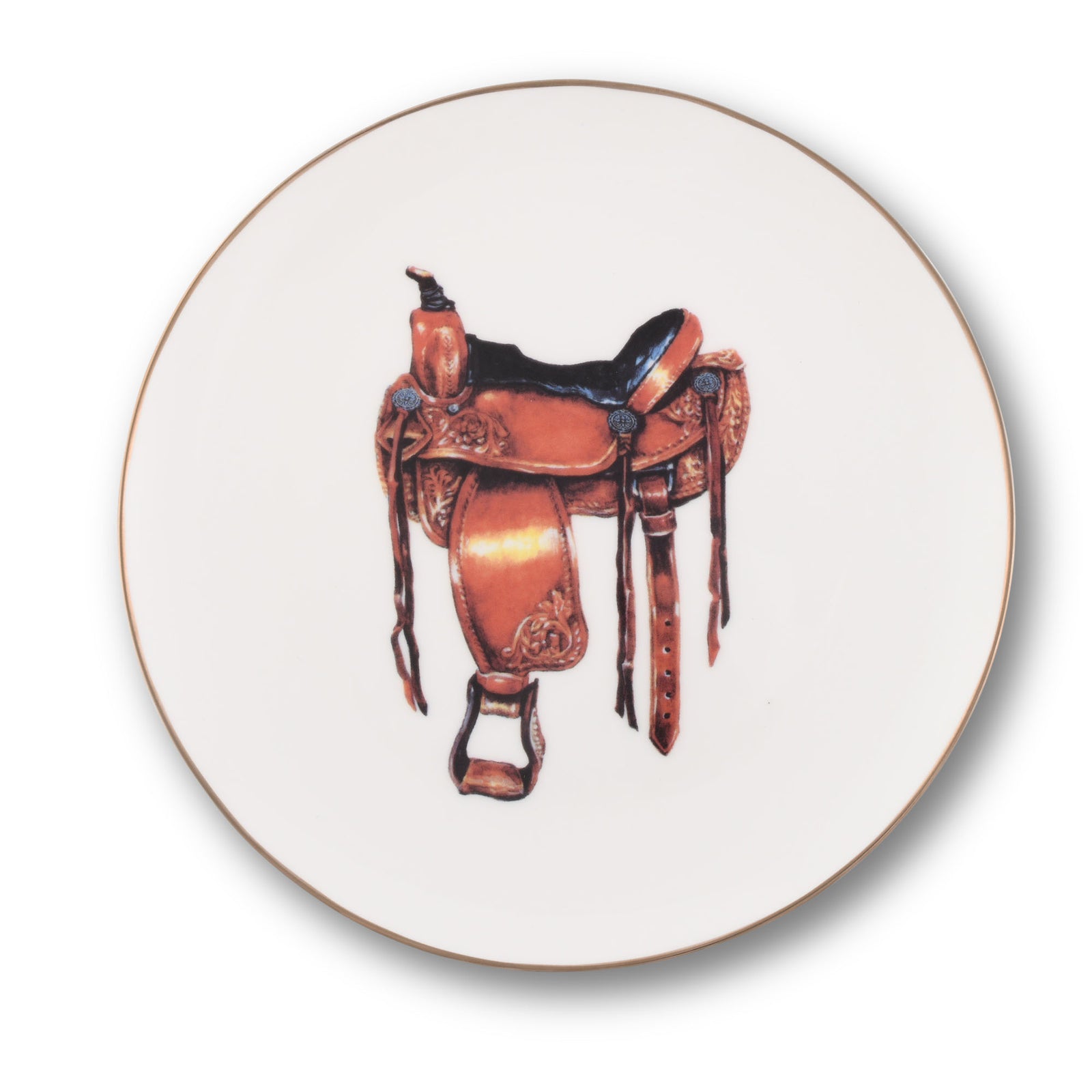 Vagabond House Amarillo Western Saddle Pattern Bone China Round Salad Plate Product Image