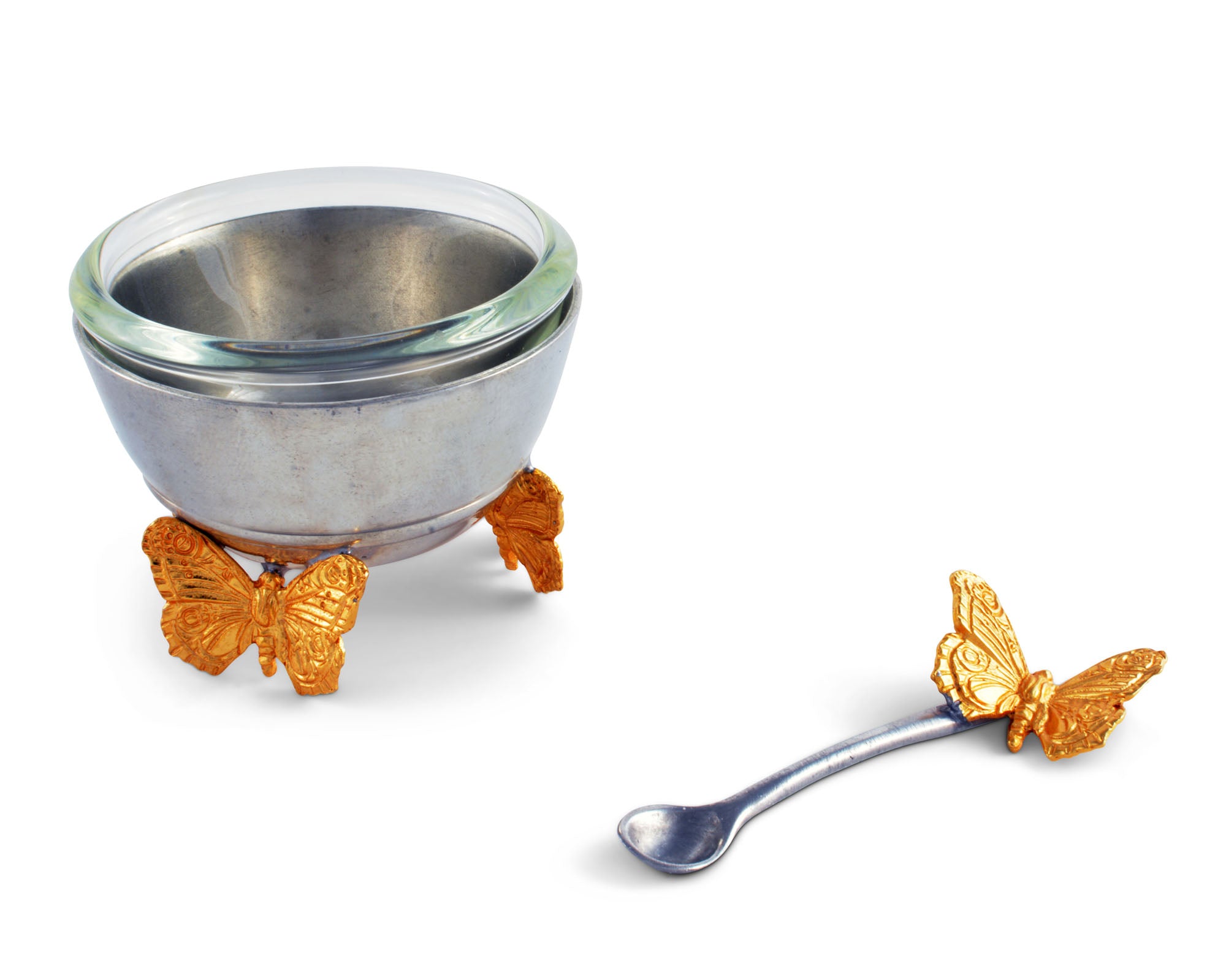 Vagabond House Gold Butterfly Salt Cellar with Spoon Product Image