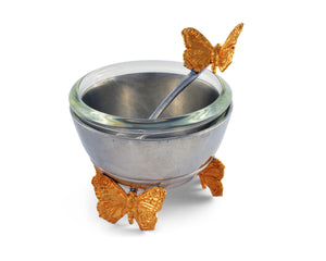Gold Butterfly Salt Cellar with Spoon